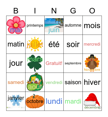 Seasons Bingo Card