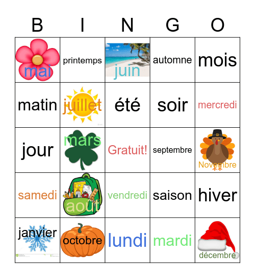 Seasons Bingo Card