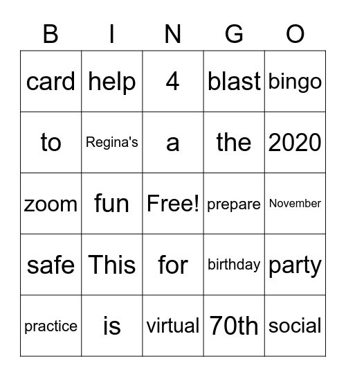 Practice Bingo Card Bingo Card