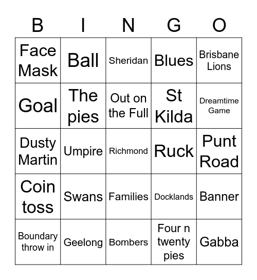 Football Bingo Card