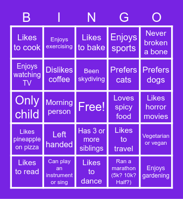 Conversation Bingo Card