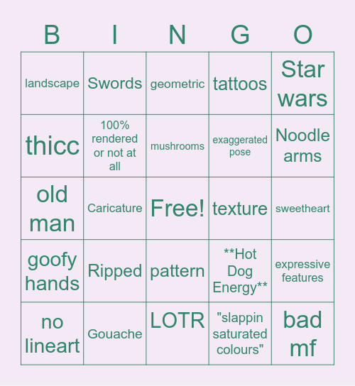 Morgaine Himbo Art Bingo Card