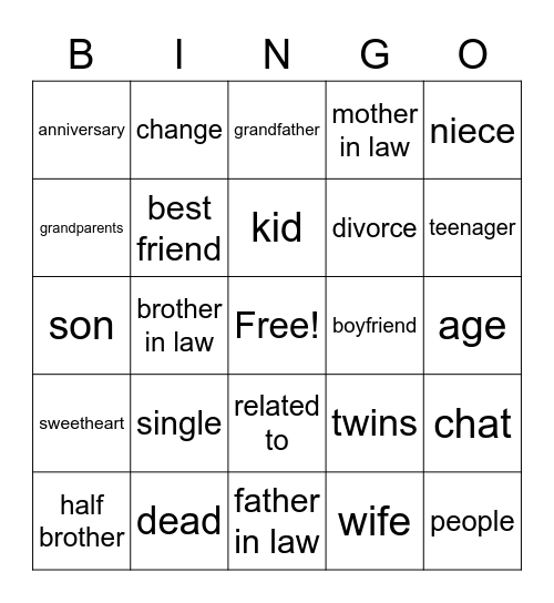 Lists 3-4 Bingo Card