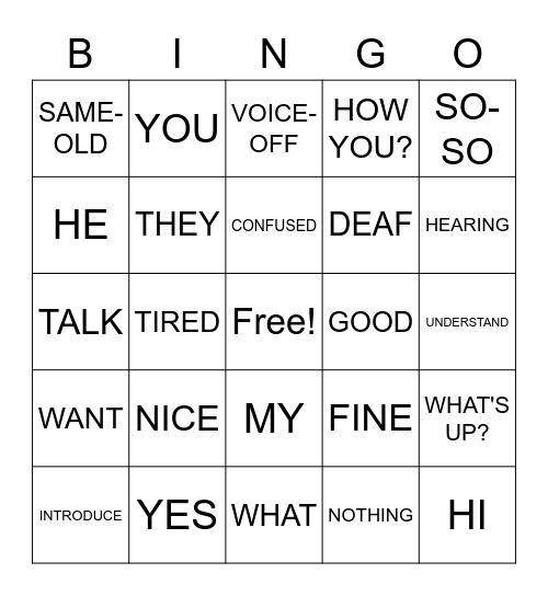 ASL 1-6 Bingo Card