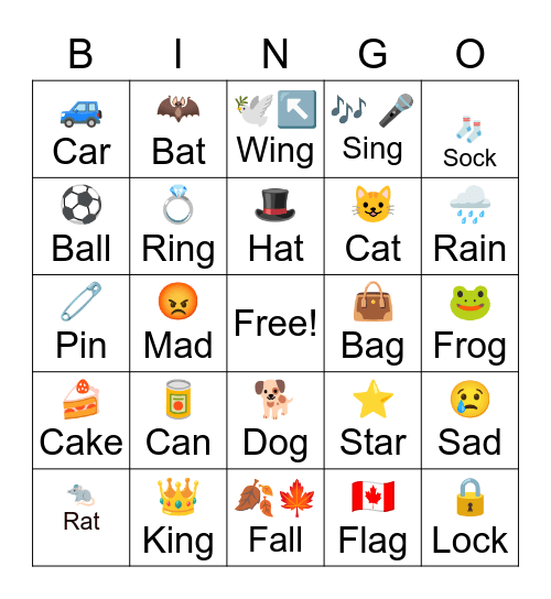 Phonics Bingo Card