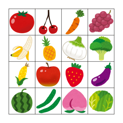 Fruits and Vegetables Bingo Card