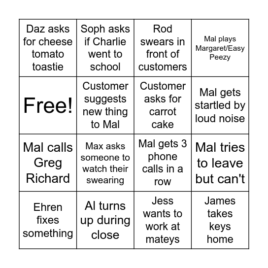 Mateys Bingo Card