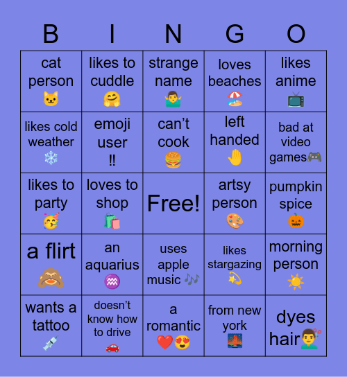 aries’s bingo Card