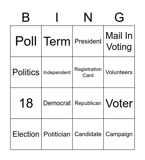 Voting Matters Bingo Card