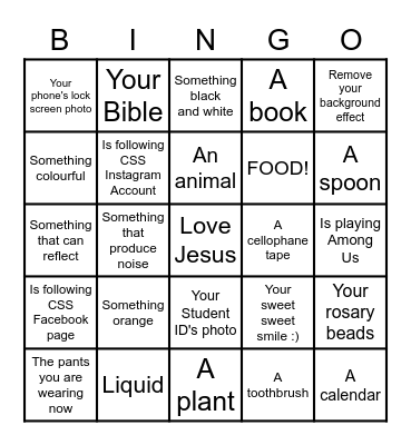 CSS Welcoming Night Bingo Card