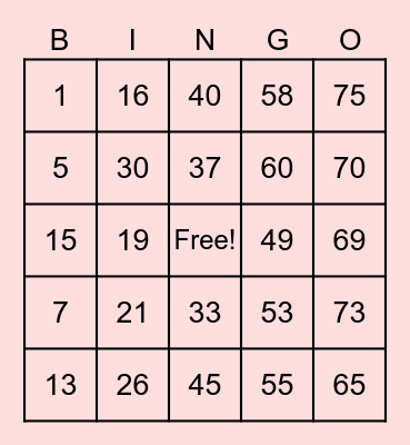 Carez Bingo Card