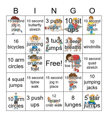 Pirates Fitness Bingo Card