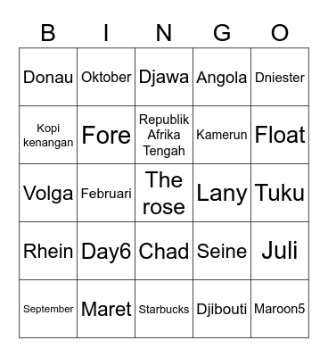 Chaery 🤩 Bingo Card