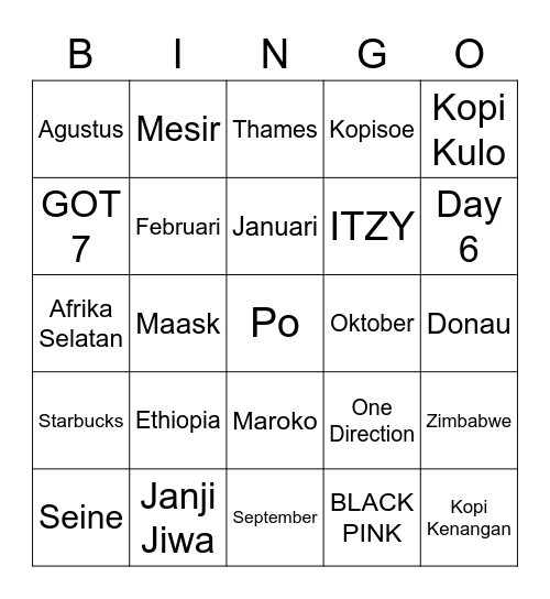 Bingo nya Chaeyeon Bingo Card