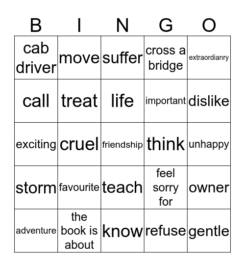 Animal friends Bingo Card