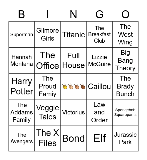 Theme Song Singo Bingo Card