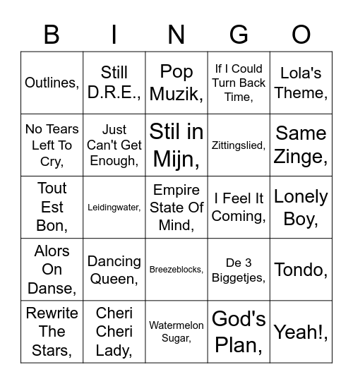 BREURS MUZIEK BINGO Card