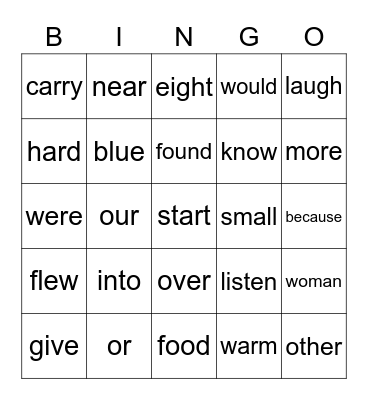 First Grade Unit 4 Bingo Card