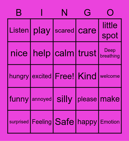 Friendship Circle Bingo Card