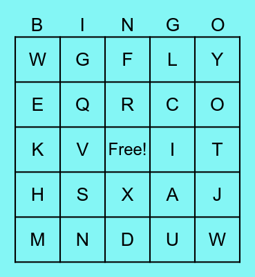 We know our letters! Bingo Card