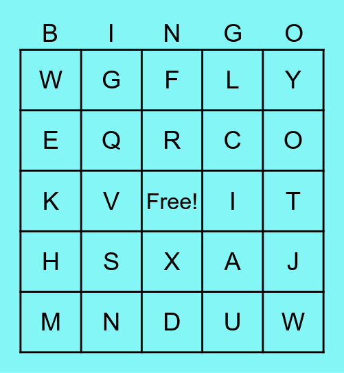 We know our letters! Bingo Card