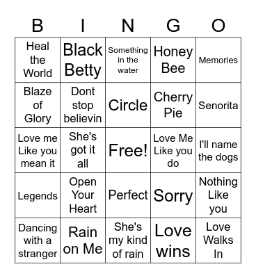 Song Bingo Card