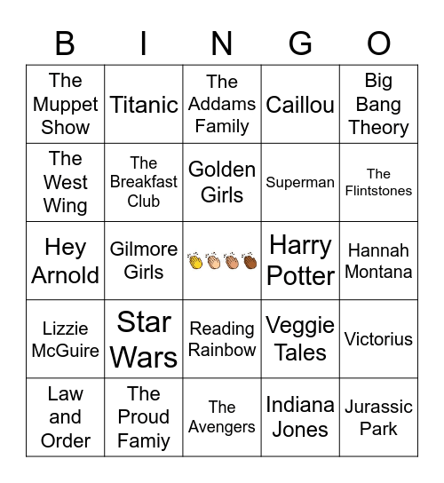 Theme Song Singo Bingo Card