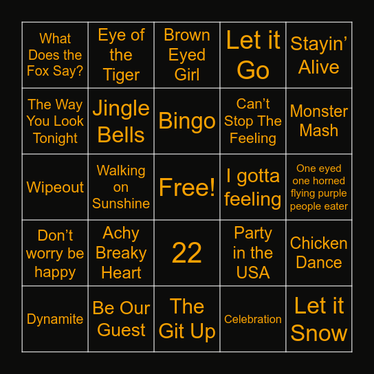 Devers Music Bingo Card