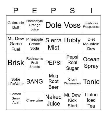 PEPSI BINGO Card