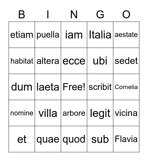 Chapter 1 Vocabulary Bingo Card