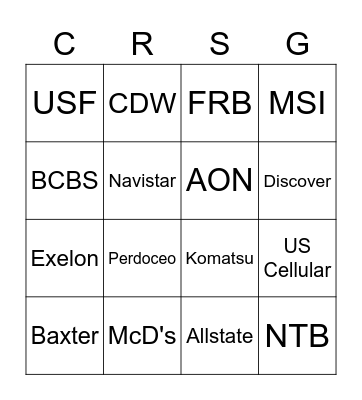 CRS Client Bingo Card