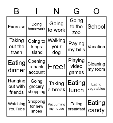 Priorities Bingo Card