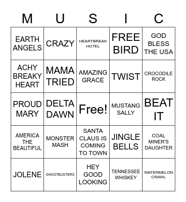 Music Bingo Card