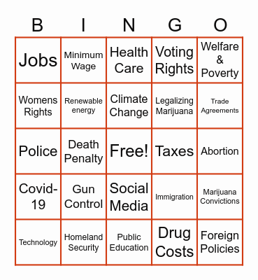 The Great Debate Bingo Card