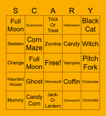 Halloween Bingo Card