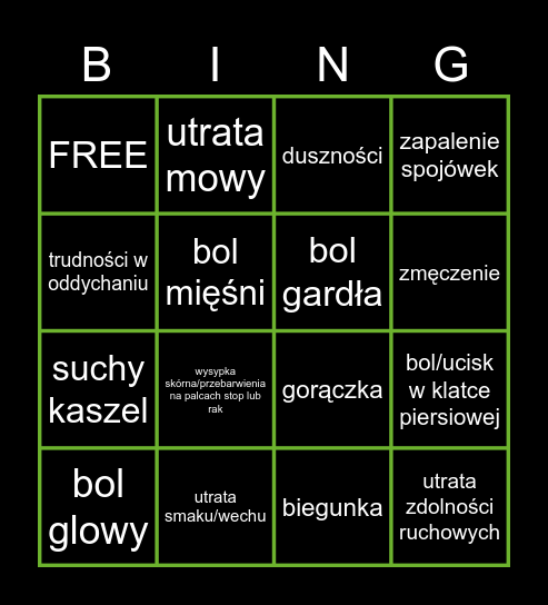 KORONAWIRUS BINGO Card