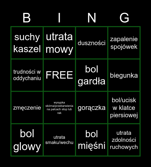 KORONAWIRUS BINGO Card