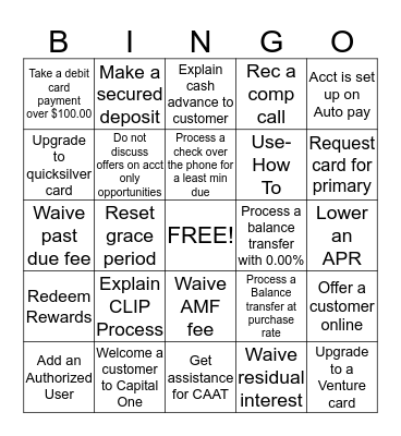 Sam's club BINGO Card