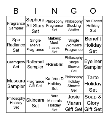 HOLIDAY BINGO! Bingo Card