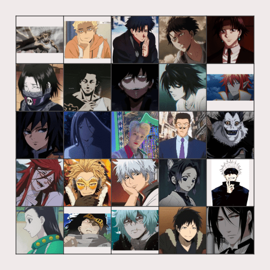 anime characters ... Bingo Card