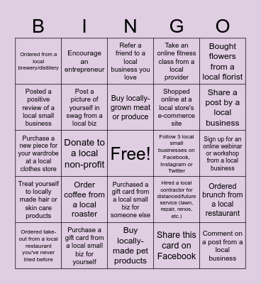 Small Business Week BINGO Card