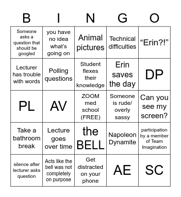 LGAL bingo Card