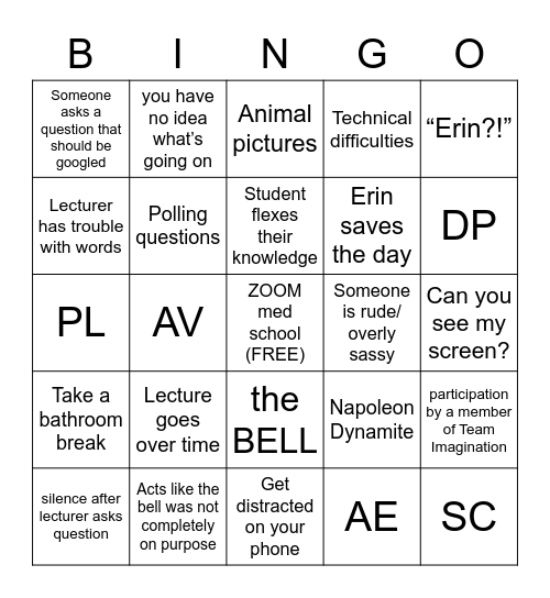 LGAL bingo Card
