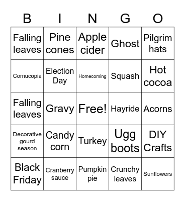 Even Bingo - Fall Theme Bingo Card