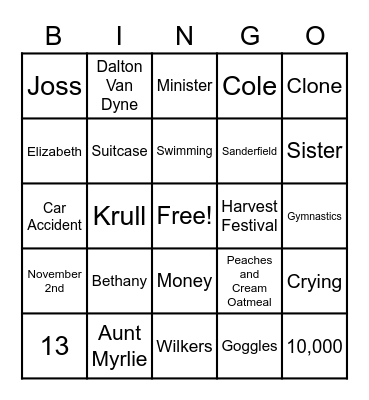 Double Identity Bingo Card