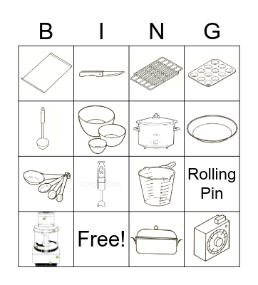 Cooking Utensils Bingo Card