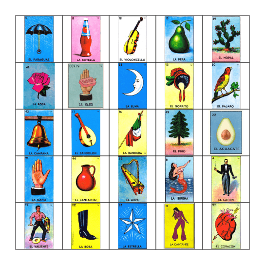 Loteria Night Bingo Card