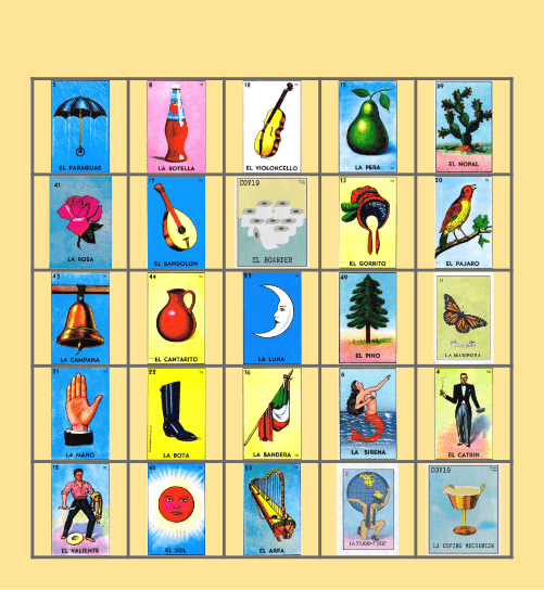 Loteria Night Bingo Card