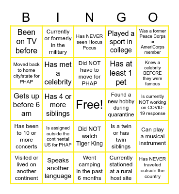 AAAH Icebreaker Bingo Card