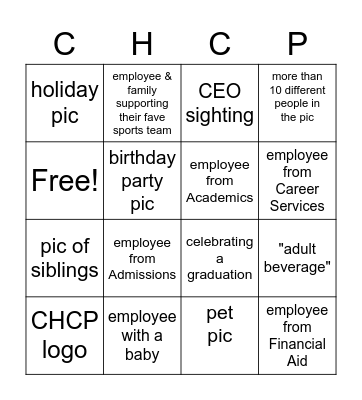 CHCP Family Picture Bingo Card
